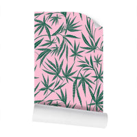 Cannabis IVI Green on Pink - Large Wallpaper Print
