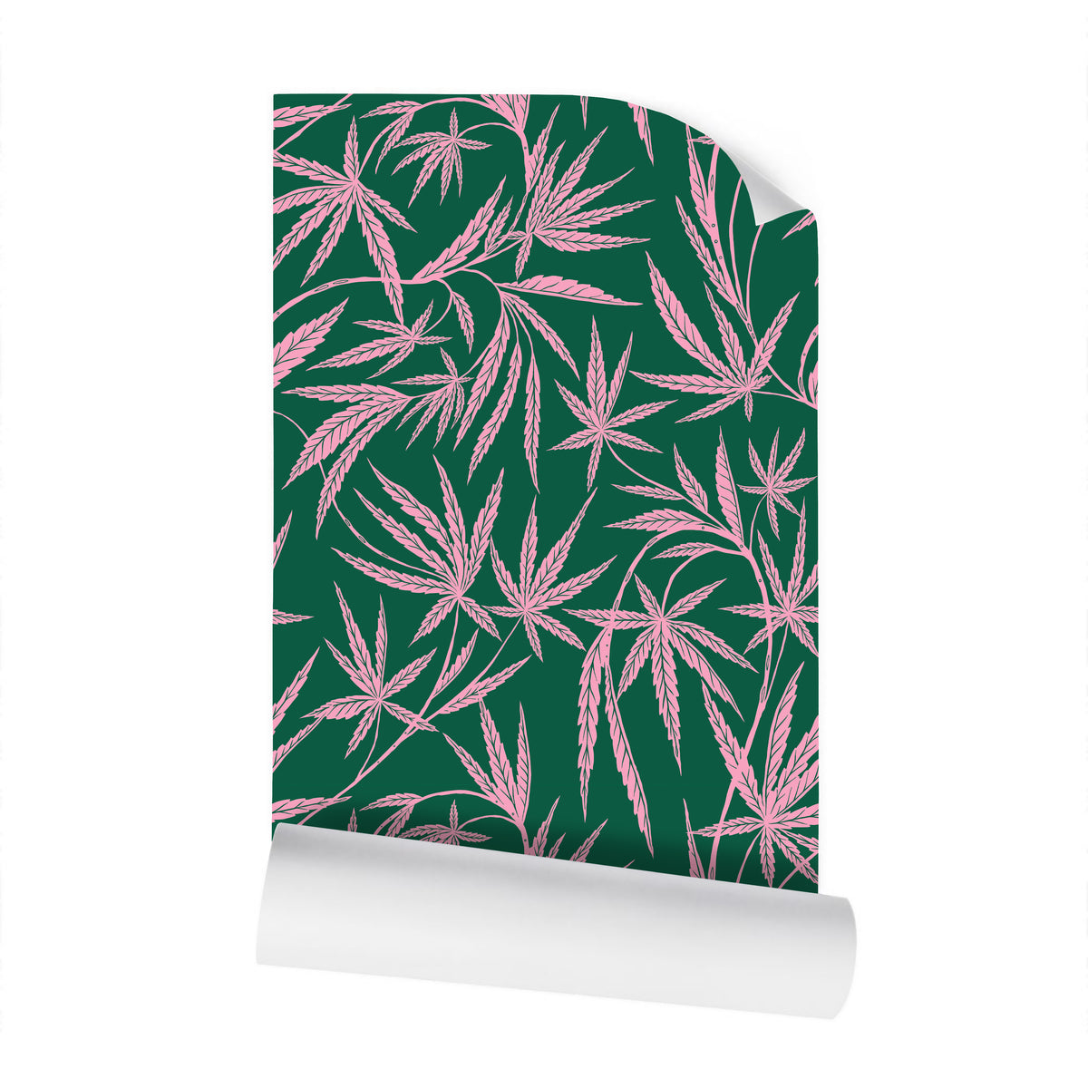 Cannabis IVI Pink on Green - Large Wallpaper Print