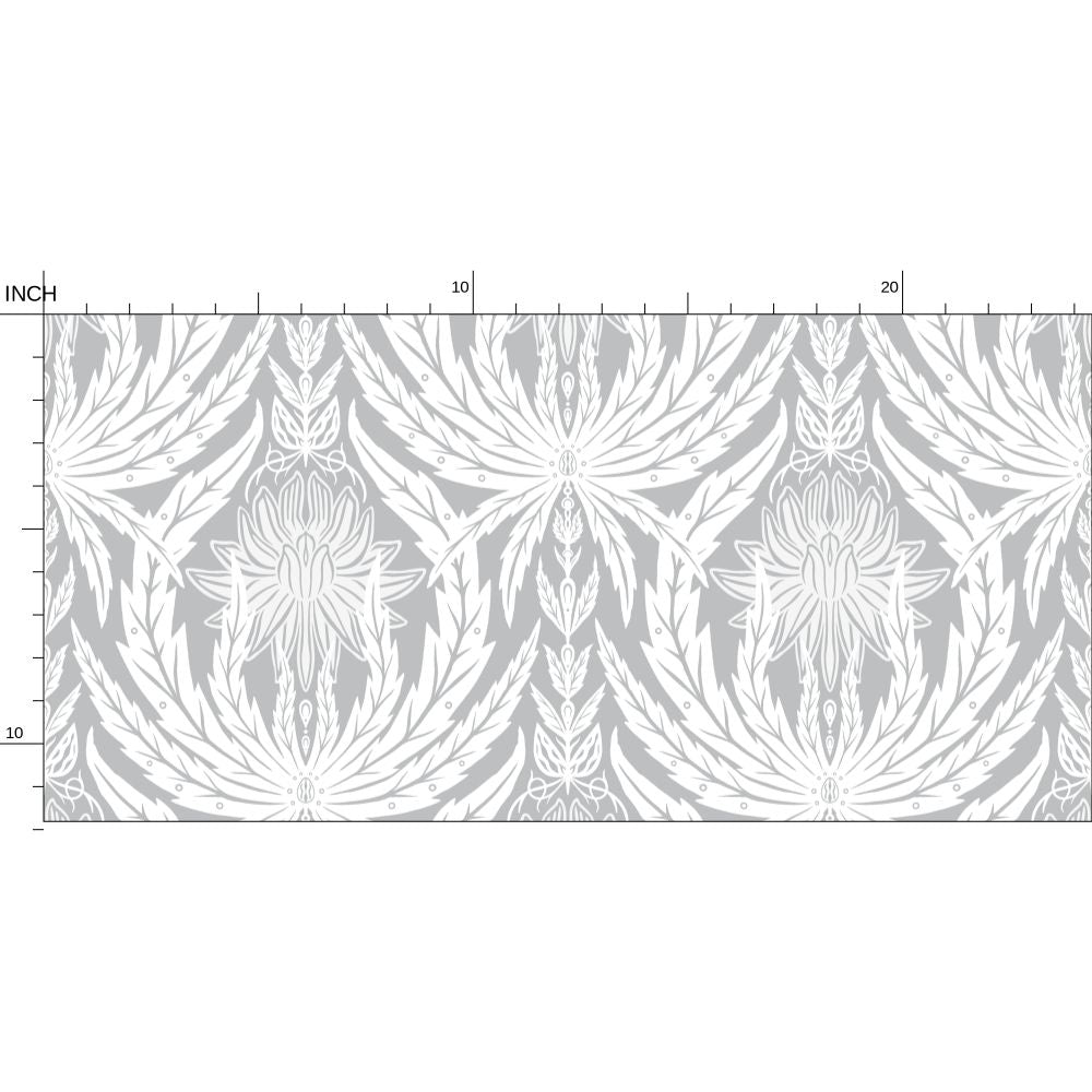 IVI - Cannabis Damask Circle of Life White and Grey