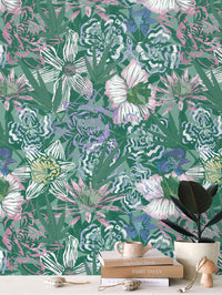 Cannabis All Over Floral - Large Wallpaper Print