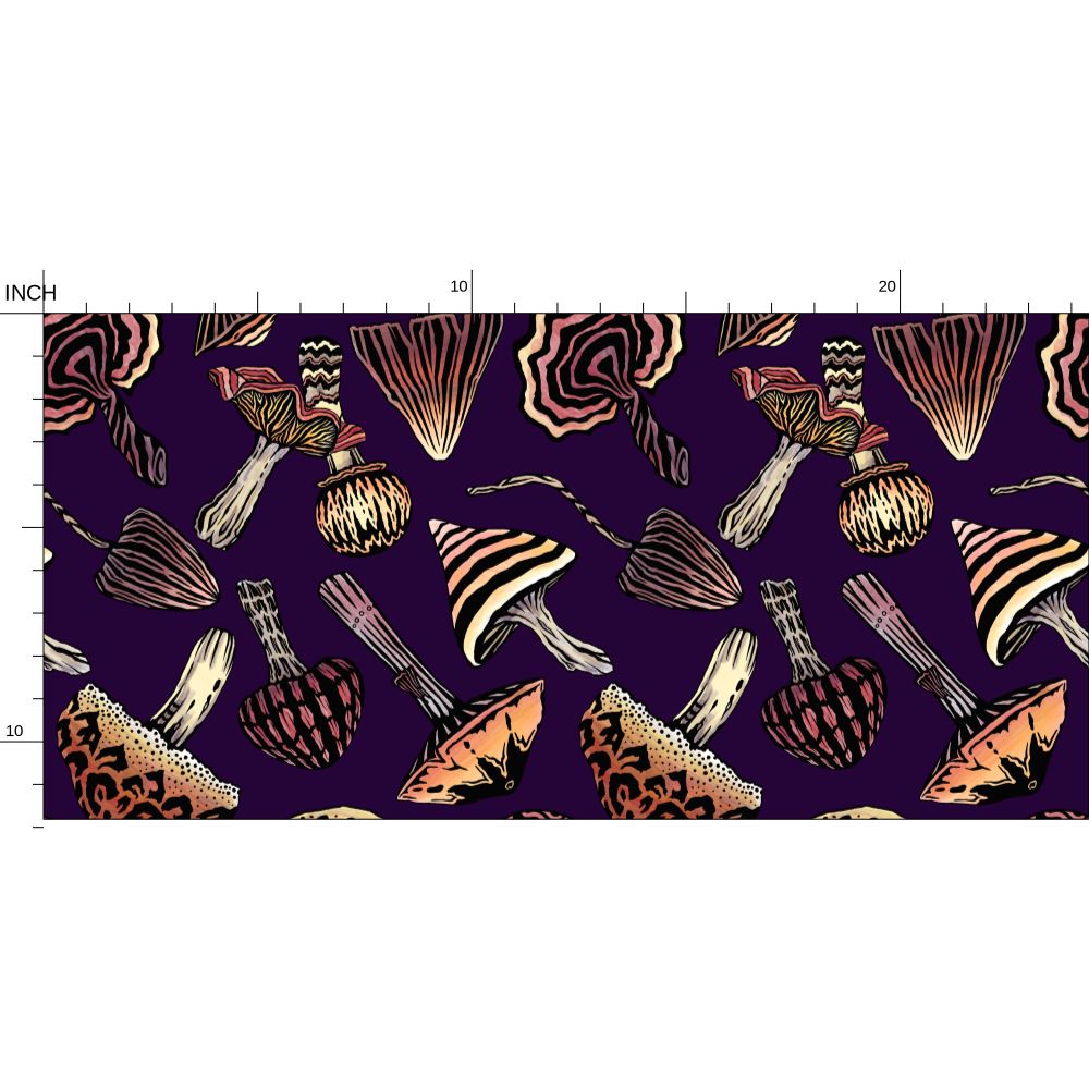 IVI - Mushroom Rotated Pattern - Purple Background
