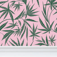 Cannabis IVI Green on Pink - Large Wallpaper Print