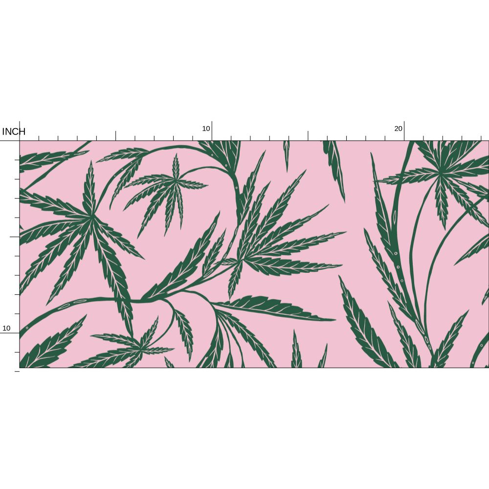 Cannabis IVI Green on Pink - Large Wallpaper Print