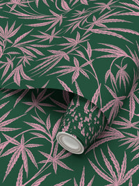 Cannabis IVI Pink on Green - Large Wallpaper Print