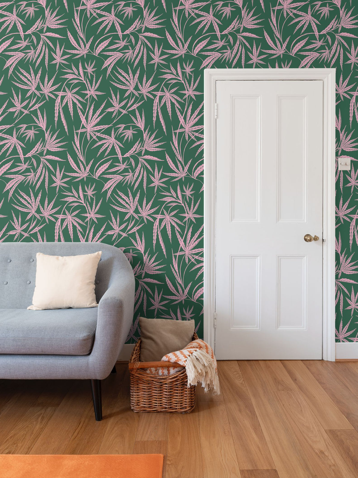 Cannabis IVI Pink on Green - Large Wallpaper Print