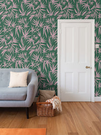 Cannabis IVI Pink on Green - Large Wallpaper Print
