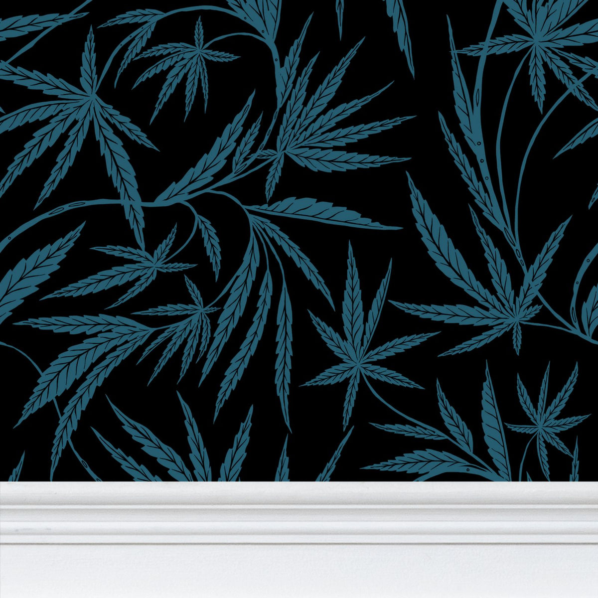 Cannabis IVI BlueGreen on Black - Large Wallpaper Print