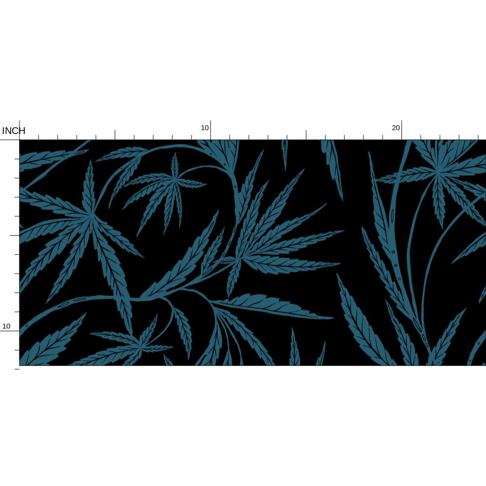 Cannabis IVI BlueGreen on Black - Large Wallpaper Print