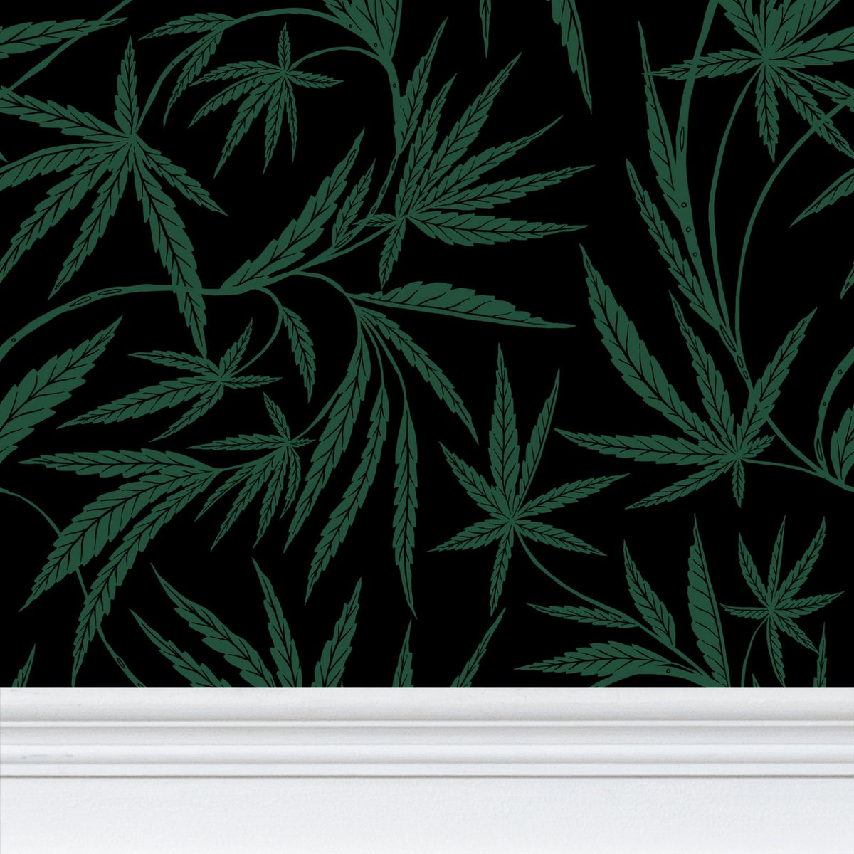 Cannabis IVI Green on Black - Large Wallpaper Print