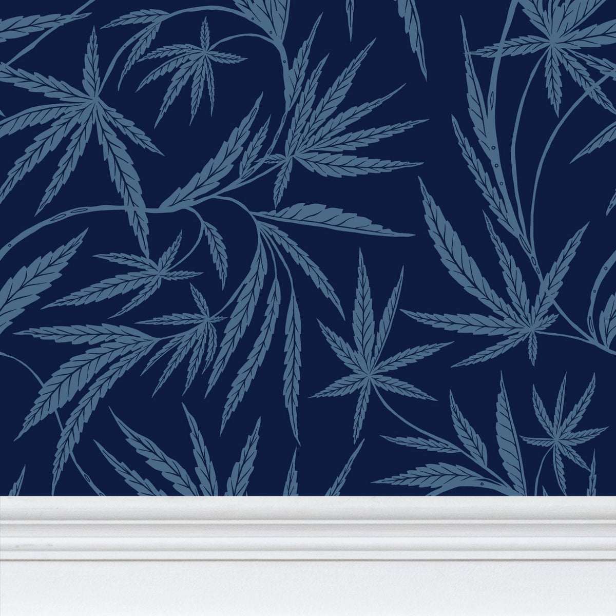 Cannabis IVI Light Blue Dark Blue - Large Wallpaper Print