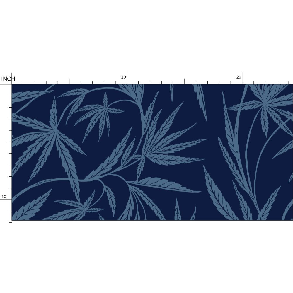 Cannabis IVI Light Blue Dark Blue - Large Wallpaper Print
