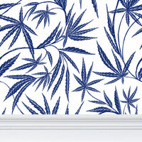 Cannabis IVI Blue and White - Large Wallpaper Print