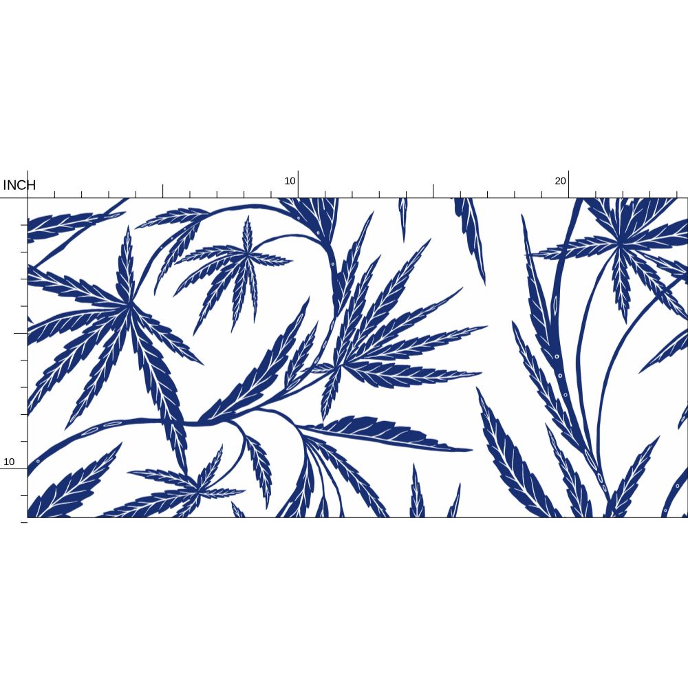 Cannabis IVI Blue and White - Large Wallpaper Print