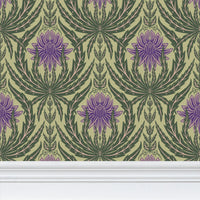 IVI - Cannabis Damask Circle of Life Retro Green and Purple