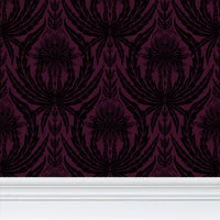 IVI - Cannabis Damask Circle of Life Black Over Dark Red Purple
