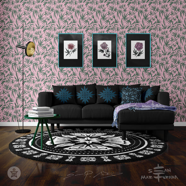 Cannabis IVI Green on Pink - Large Wallpaper Print