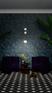 Cannabis IVI BlueGreen on Black - Large Wallpaper Print