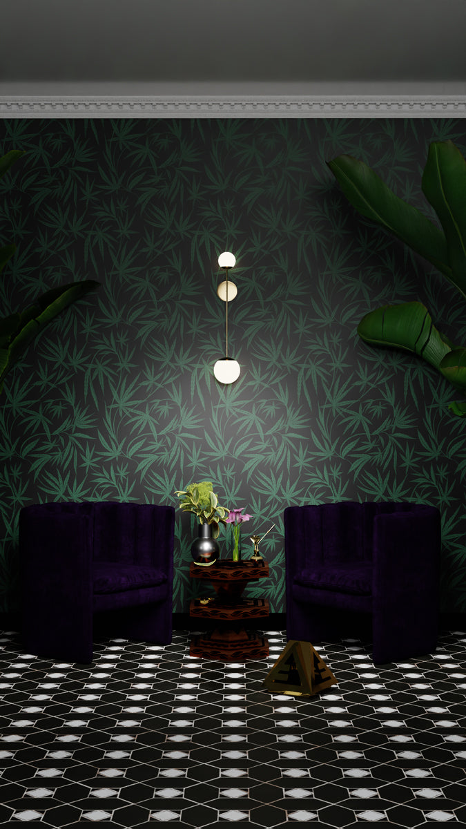 Cannabis IVI Green on Black - Large Wallpaper Print
