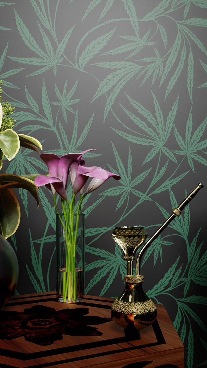 Cannabis IVI Green on Black - Large Wallpaper Print
