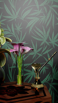 Cannabis IVI Green on Black - Large Wallpaper Print