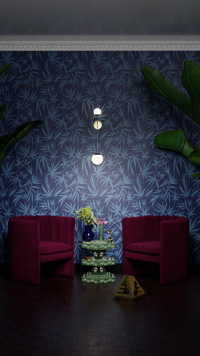 Cannabis IVI Light Blue Dark Blue - Large Wallpaper Print