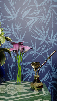Cannabis IVI Light Blue Dark Blue - Large Wallpaper Print