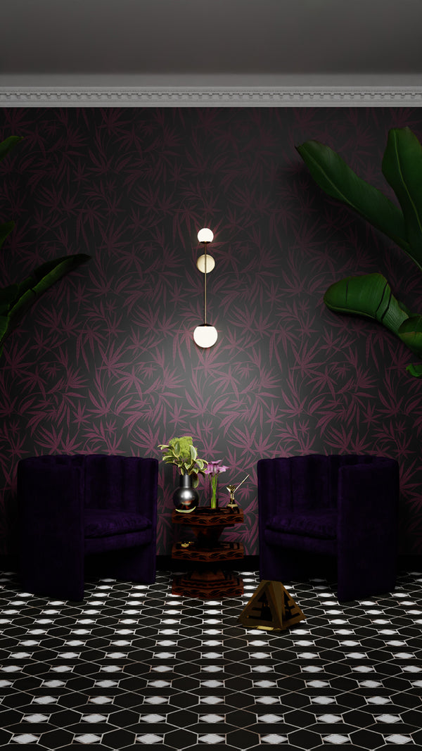 Cannabis IVI Red/Purple on Black - Large Wallpaper Print