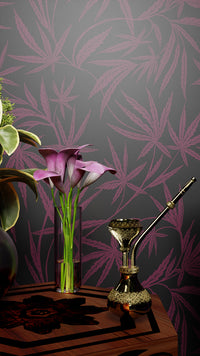 Cannabis IVI Red/Purple on Black - Large Wallpaper Print