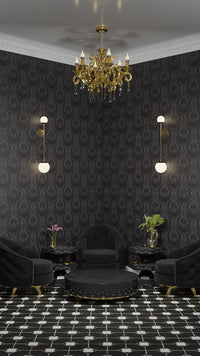 IVI - Cannabis Damask Circle of Life Black Over Dark Grey
