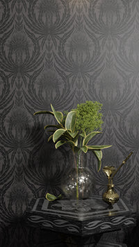 IVI - Cannabis Damask Circle of Life Black Over Dark Grey