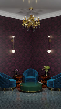 IVI - Cannabis Damask Circle of Life Black Over Dark Red Purple