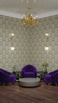 IVI - Cannabis Damask Circle of Life Retro Green and Purple