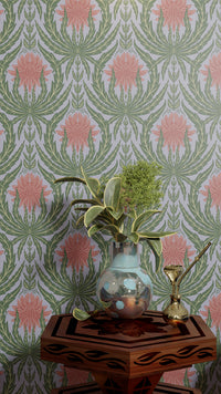 IVI - Cannabis Damask Circle of Life Retro Green Orange and Blue
