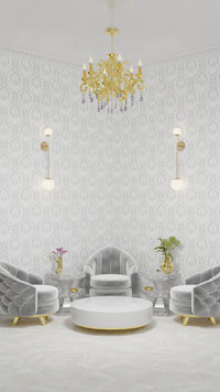 IVI - Cannabis Damask Circle of Life White and Grey