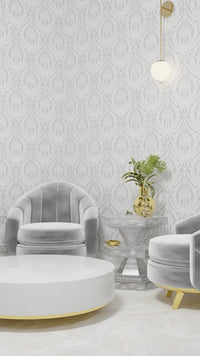 IVI - Cannabis Damask Circle of Life White and Grey