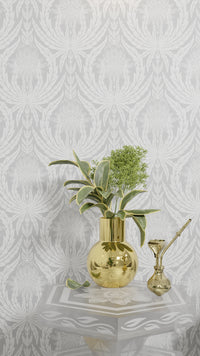 IVI - Cannabis Damask Circle of Life White and Grey