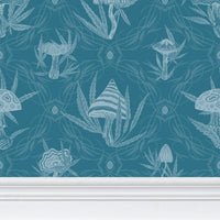 IVI LIFE - Mushroom + Cannabis Leaf Wallpaper Blue Green