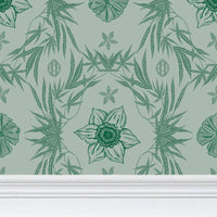 IVI Poppy Daisies & Cannabis Leaves Green