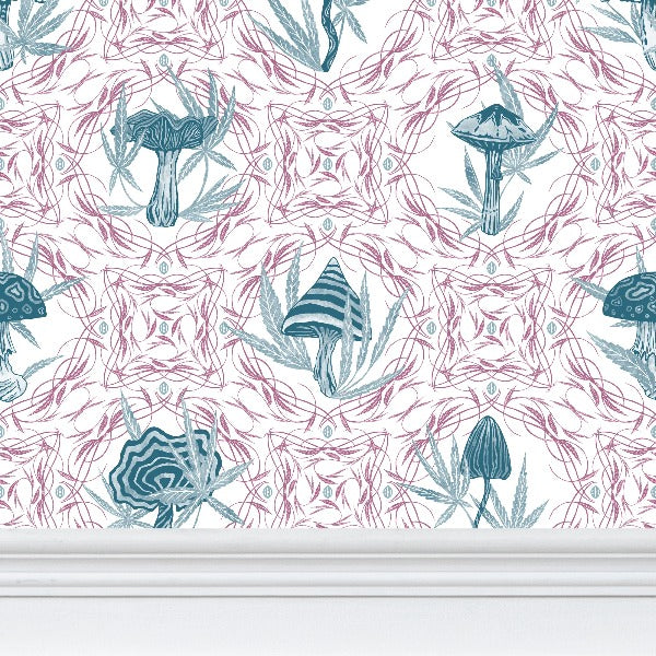 IVI LIFE - Mushroom + Cannabis Leaf Wallpaper