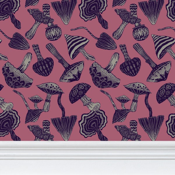 IVI - Mushroom Rotated Pattern - Grey and Pink