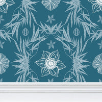 IVI Poppy Daisies & Cannabis Leaves Blue Green White