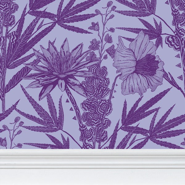 IVI Bouquet - Water Lily, Larkspur, Daisy w/ Cannabis Leaves Purple