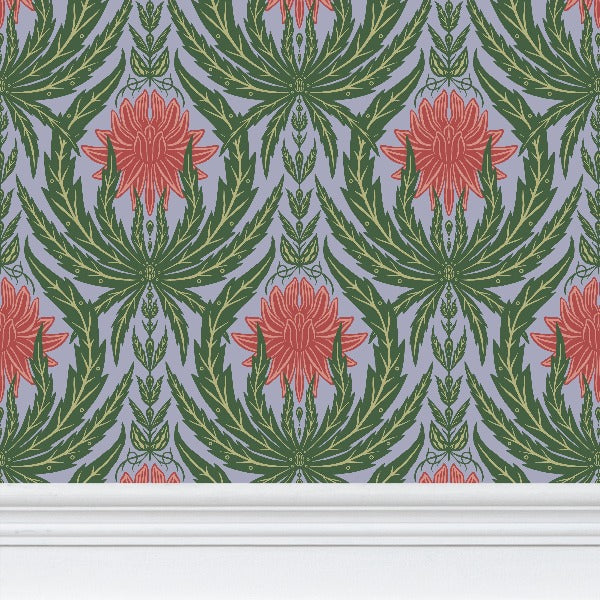 IVI - Cannabis Damask Circle of Life Retro Green Orange and Blue