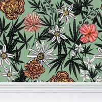 IVI - Cannabis All Over Floral - Green Background