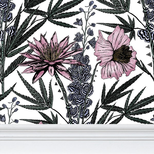 IVI Bouquet - Water Lily, Larkspur, Daisy w/ Cannabis Leaves